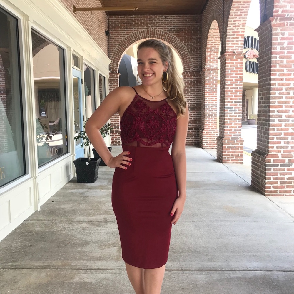 Burgundy cocktail dress